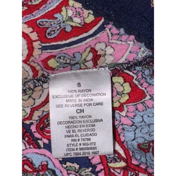 Bila Boho  Womens Floral Print Rayon Top With Lace Sleeve Details Multicolor Siz - Picture 6 of 6